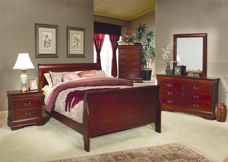 5pc Louis Philippe Collection Cherry King Bedroom Set cs200431KE